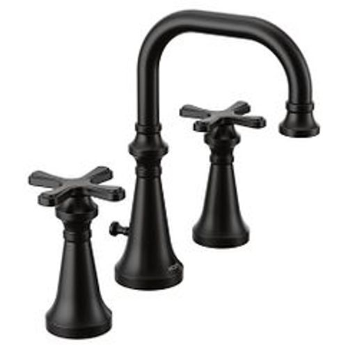 Main product image of Colinet Matte Black 2 Handle Bathroom Faucet, Cross Handles, Widespread, TS44103BL