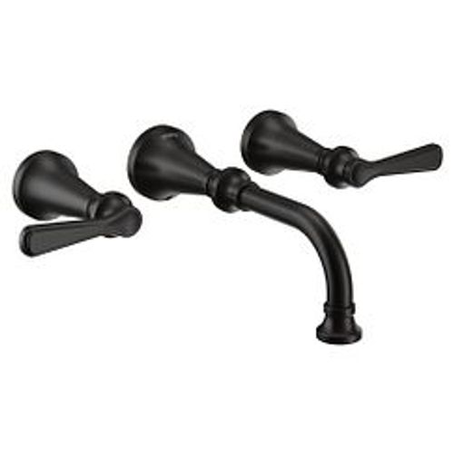 Main product image of Colinet Matte Black 2 Handle Wall Mount Bathroom Faucet, TS44104BL