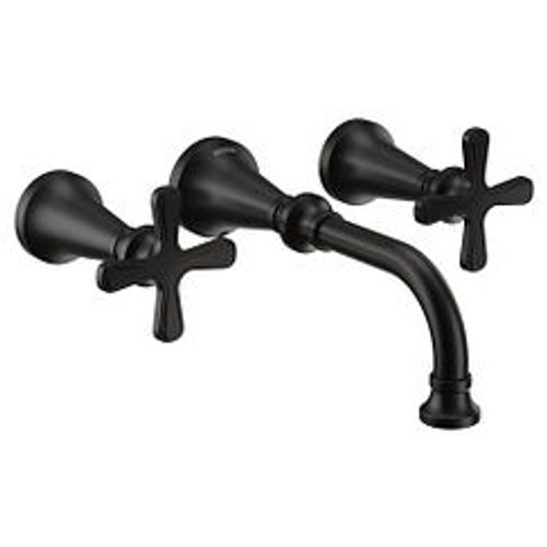 Main product image of Colinet Matte Black 2 Handle Wall Mount Bathroom Faucet, Cross Handles, TS44105BL
