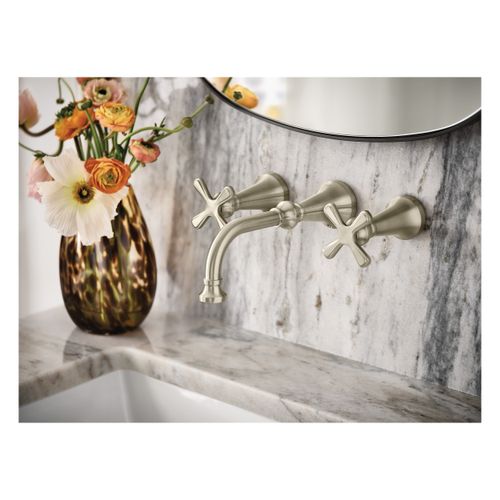 Main product image of Colinet Brushed Nickel 2 Handle Wall Mount Bathroom Faucet, TS44105BN