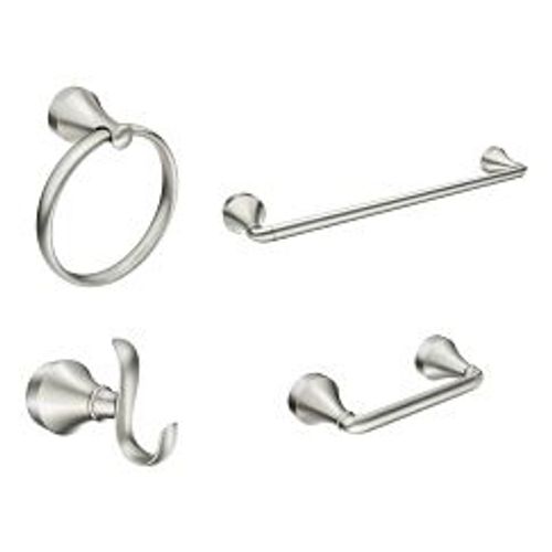 Main product image of Wellton Spot Resist Brushed Nickel Pivoting Paper Holder, Towel Bar, Double Robe Hook, Towel Ring, Y1394BN