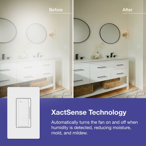 Main product image of Humidity Sensor Switch for Bathroom Exhaust Fans, 3A, Single-Pole (White)