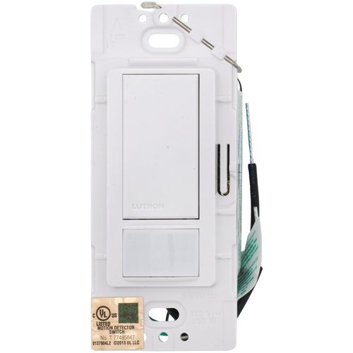 Main product image of Maestro Motion Sensor Switch, Vacancy Only, Ground or Neutral Required, 2A Lighting, 120V, Single Pole, MS-VPS2-WH, White