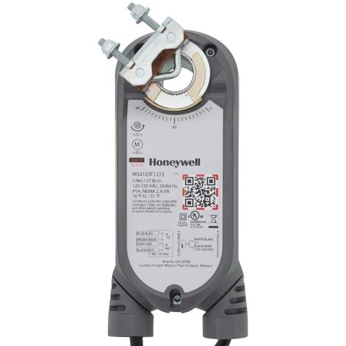 Main product image of 2 Pos./SPST SR 27 lb-in., 3 Nm, U-Bolt, Conduit, Fire/Smoke Damper Direct Coupled Actuator w/ 2 Aux. Sw. (120-230V) 