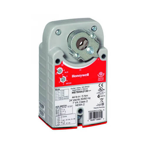 Zelix S05 Series Spring Return Direct Coupled Actuator, 24Vac/Dc, 3K Ohm 2-10Vdc