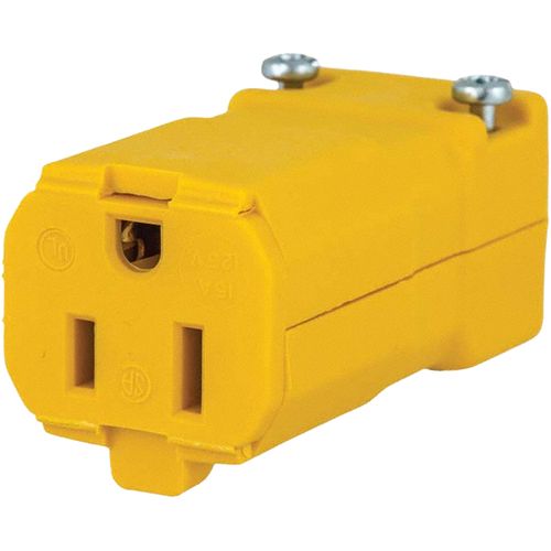 Main product image of 15A 125V NEMA 5-15R Valise Straight Connector, Yellow, BRY5969Y