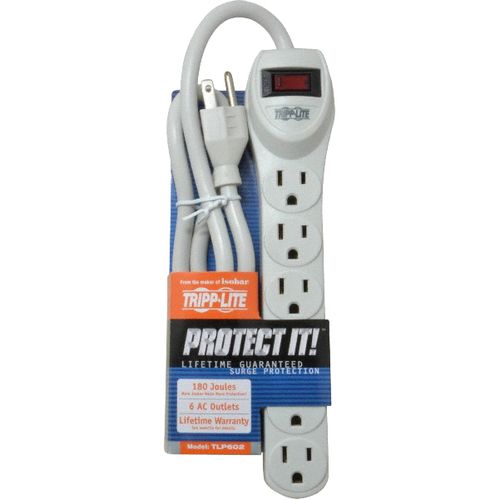 Main product image of Tripp-Lite Protect It 6-Outlet Surge Protector, 120V, 2 ft Cord, 180 Joules, TLP602