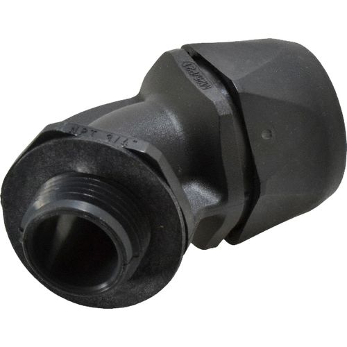 Main product image of 3/4" 45° Black Nylon Liquidtight Connector w/ Plastic Thread, 83513854
