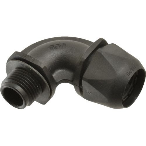 Main product image of 3/8" 90° Black Nylon Liquidtight Connector w/ Plastic Thread, 83515850