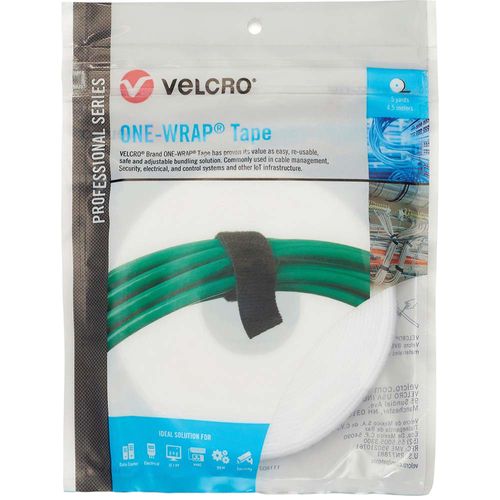 Main product image of 1/2" x 5 yd One-Wrap Reusable Hook & Loop Tape Roll, White, 30940