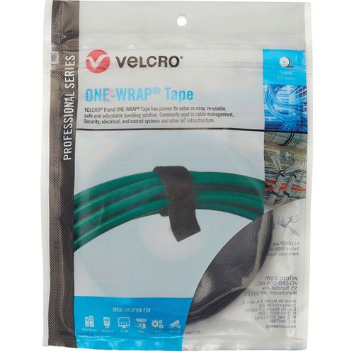 Main product image of 1/2" x 5 yd One-Wrap Reusable Hook & Loop Tape Roll, Black, 31013