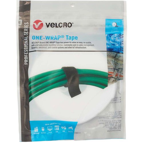 Main product image of 3/4" x 5 yd One-Wrap Reusable Hook & Loop Tape Roll, White, 31291