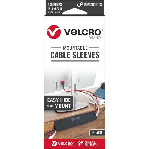 Main product image of 5.75" x 12" Black Mountable Cable Sleeve (2 Pack), VEL-30797-USA