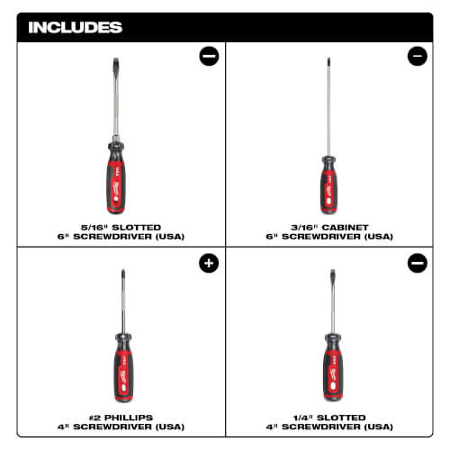 Main product image of 4 Piece Cushion Grip Screwdriver Set (Made in USA)