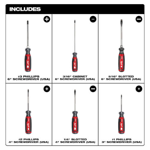 Main product image of 6 Piece Cushion Grip Screwdriver Set (Made in USA)
