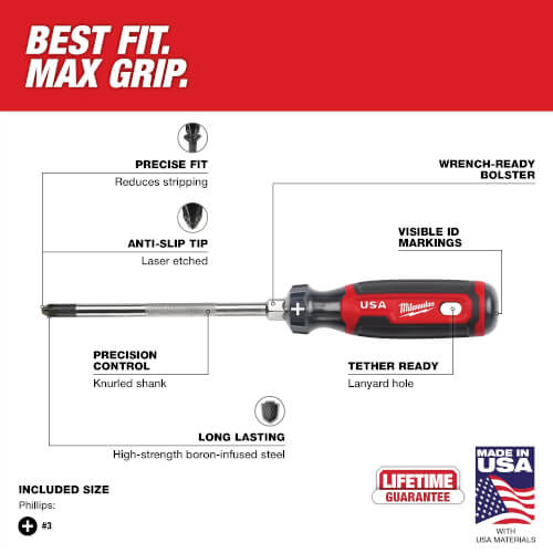 Main product image of #2 Phillips 4" Cushion Grip Screwdriver (Made in USA)