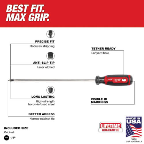 MT214 Milwaukee MT214 1/4" 10" Cushion Grip Screwdriver