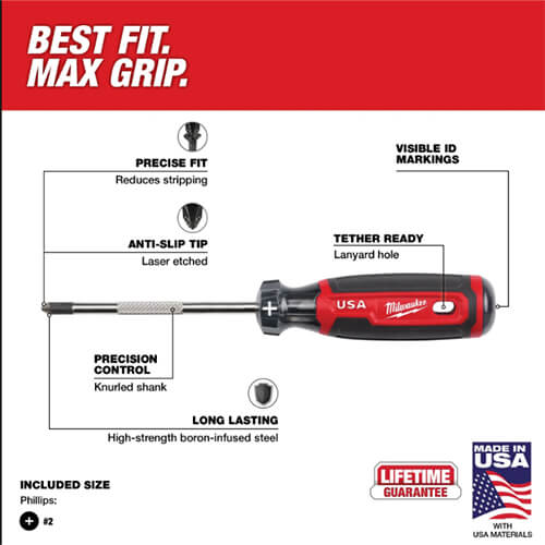 Main product image of #2 ECX 4" Cushion Grip Screwdriver (Made in USA)