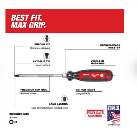 Main product image of #3 Square 6" Cushion Grip Screwdriver (Made in USA)