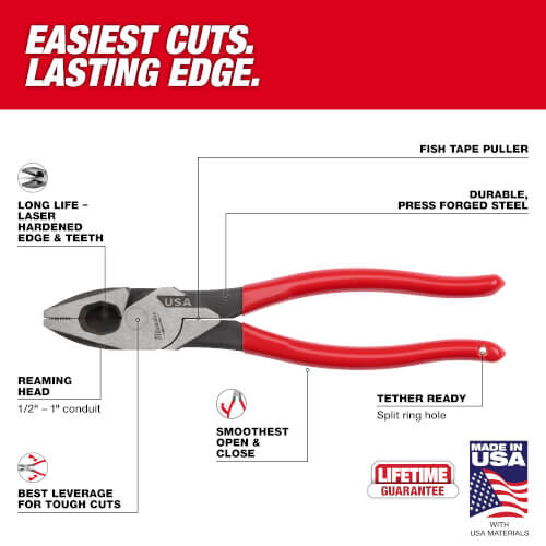 Main product image of 9" Lineman's Dipped Grip Pliers (Made in USA)