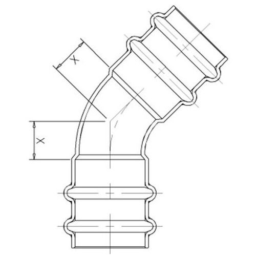 3/4" OD ACR Copper Press Long Radius 45-Degree Street Elbow