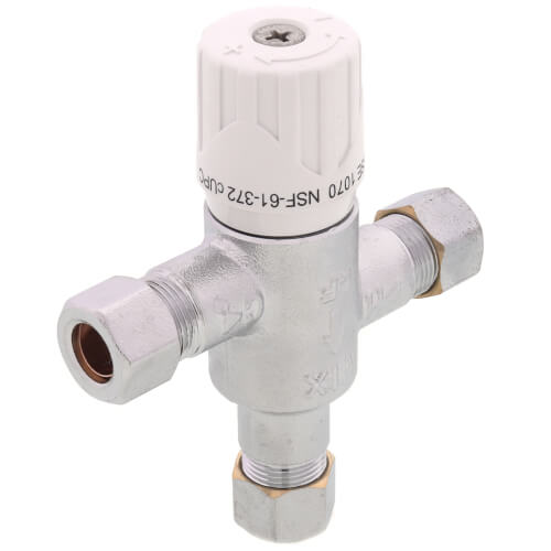 Main product image of 3/8" Compression Chrome Plated Thermostatic Mixing Valve w/ Check Valve (Lead Free)