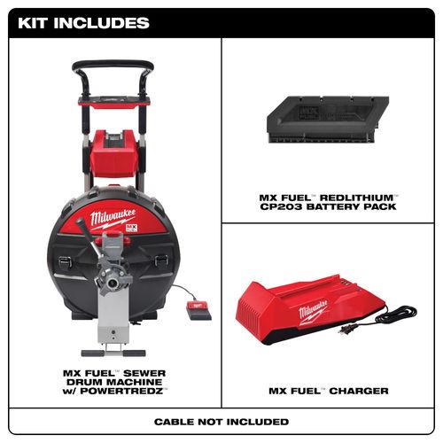 Main product image of MX Fuel Sewer Drum Machine w/ POWERTREDZ for 5/8" - 3/4"