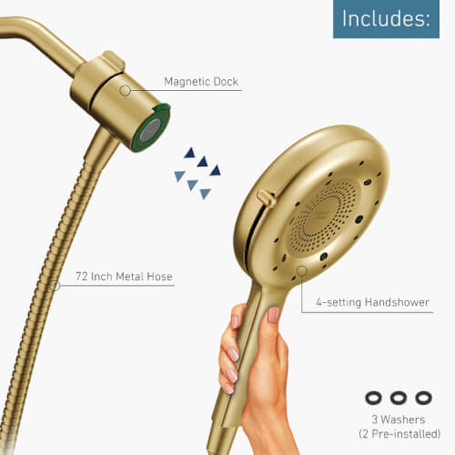 Main product image of Quattro Handheld Shower, 4-Spray Pattern (Brushed Gold), N400H0BG