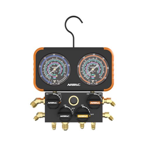 Main product image of 3-1/8" 4-Valve Pro Plus Manifold Gauge for R454B/32/410A/22 Refrigerants