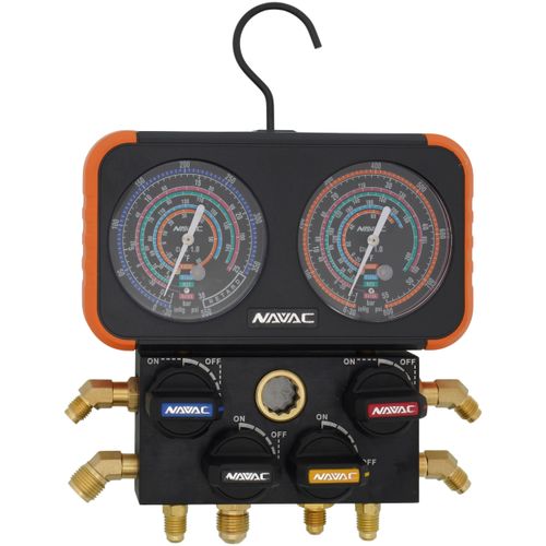 Main product image of 3-1/8" 4-Valve Pro Plus Manifold Gauge for R410A/22/134a/404A Refrigerants