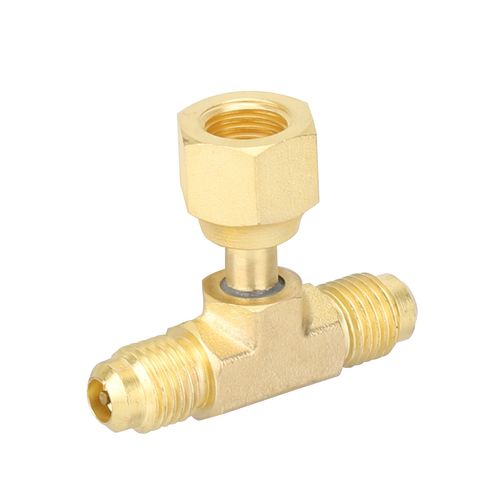 Main product image of 1/4" Access Tee Connector w/ Flare Nut, 1/4" SAE x 1/4" FE SAE Swivel, Nut on Branch (Pack of 3)