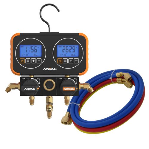 Main product image of Flex72 Manifold Gauge w/ Digital Display, Accomodates 72 Refrigerants & 1/4" 45-Degree Refrigerant Charging Hose Set (5')