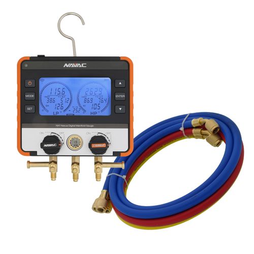 Main product image of Nexus Digital Manifold Gauge, Bluetooth-Enabled & 1/4" 45-Degree Refrigerant Charging Hose Set (5')