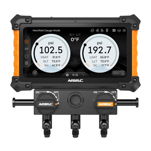 Main product image of Digital Manifold Gauge 2 Valve w/ Wireless Temp Clamps (Bluetooth and myNAVAC App Compatible) - w/o Vacuum Gauge