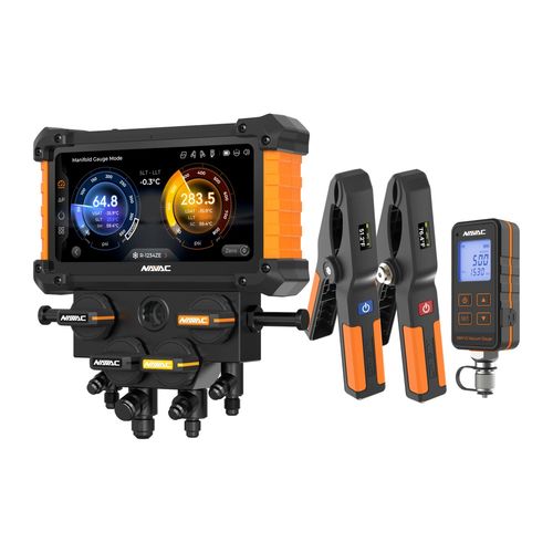 Main product image of Digital Manifold Gauge 4 Valve w/ Wireless Temp Clamps (Bluetooth and myNAVAC App Compatible) - w/o Vacuum Gauge
