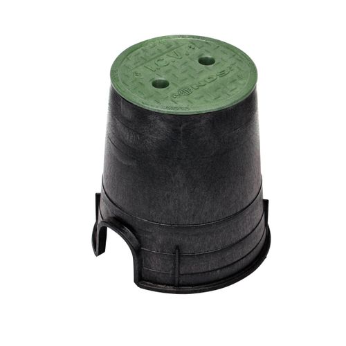 Main product image of 6" Round Standard Series Irrigation Control Valve Box (Black Box/Green Cover) 