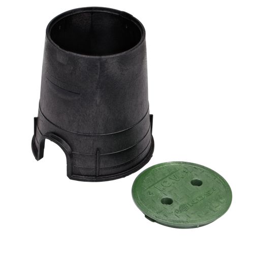 Main product image of 6" Round Standard Series Irrigation Control Valve Box (Black Box/Green Cover) 