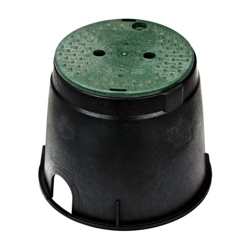 Main product image of 10" Round Standard Series Irrigation Control Valve Box (Black Box/Green Cover)