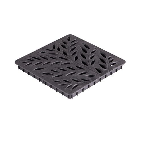 Main product image of 12" Square Catch Basin Grate - Decorative Botanical (Black)