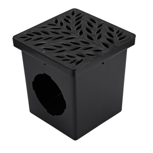 Main product image of 12" Square Catch Basin Grate - Decorative Botanical (Black)