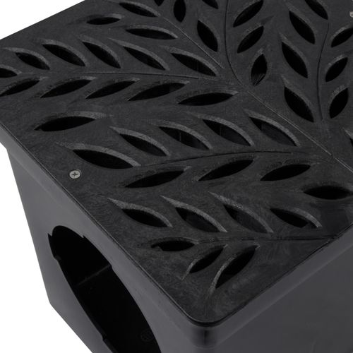 Main product image of 12" Square Catch Basin Grate - Decorative Botanical (Black)