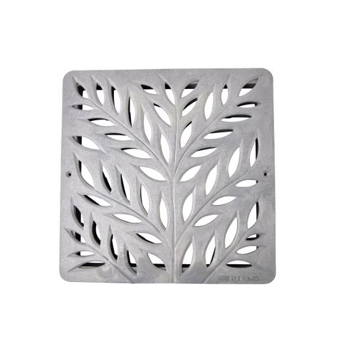 Main product image of 12" Square Catch Basin Grate - Decorative Botanical (Gray)