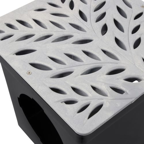 Main product image of 12" Square Catch Basin Grate - Decorative Botanical (Gray)