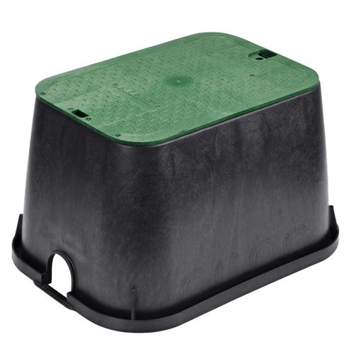 Main product image of 14" x 19" x 12" Standard Series Valve Box w/ Electrical Cover (Black Box/Green Cover)