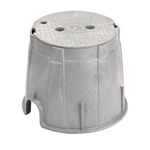 Main product image of 10" Round Pro-Spec Series Valve Box w/ Bolt-Down Electrical Cover (Gray Box/Gray Cover)