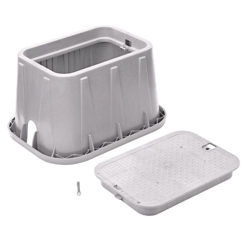 Main product image of 14" x 19" x 12" Rectangular Pro-Spec Series Valve Box w/ Bolt-Down Electrical Cover (Gray Box/Gray Cover)