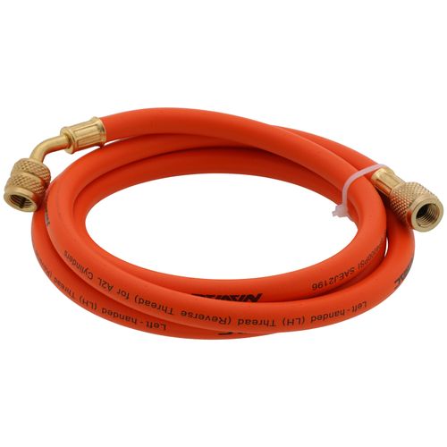 Main product image of 1/4" A2L Reverse Thread 45° Refrigerant Charging Hose - Orange (5')
