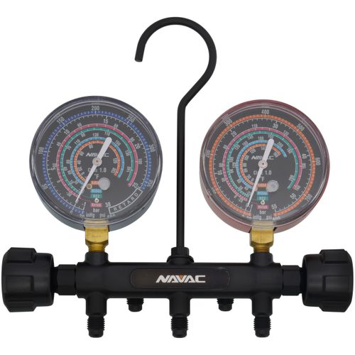 Main product image of 3-1/8" OD Pro Series Manifold Gauge, Brass Body, for R22/410A/134a/404A Refrigerants