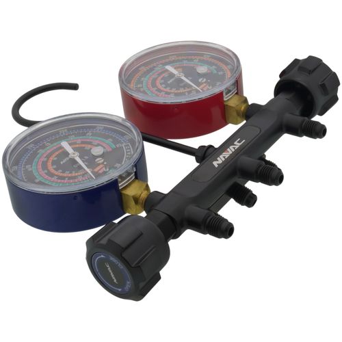 Main product image of 3-1/8" OD Pro Series Manifold Gauge, Brass Body, for R22/410A/134a/404A Refrigerants