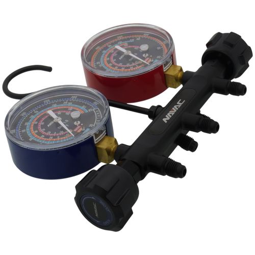 Main product image of 3-1/8" OD Pro Series Manifold Gauge, Brass Body, for R134a/404A/410A Refrigerants